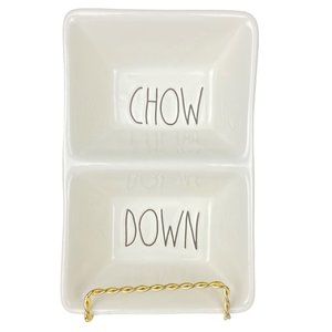 Rae Dunn Artisan Collection "CHOW DOWN" Snack Tray Large Letters Farmhouse NEW